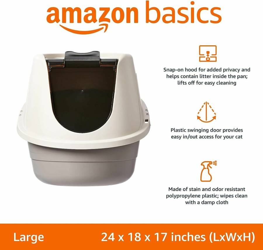 Cat Amazon Basics | Amazon Basics No-Mess Hooded Cat Litter Box, Large, Multicolor, 24 In X 18 In X 17 In