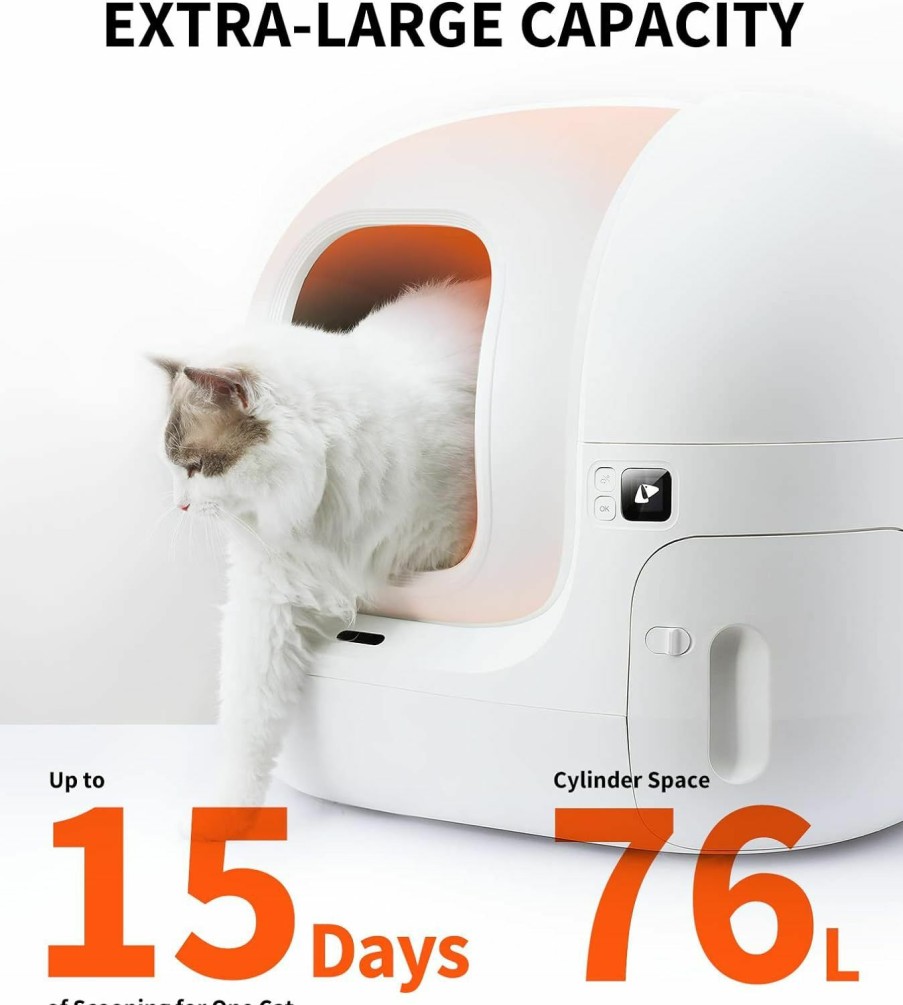 Cat PETKIT | Petkit Self Cleaning Cat Litter Box, Puramax Cat Litter Box For Multiple Cats, App Control/Xsecure/Odor Removal Automatic Cat Litter Box Includes Trash Bags And K3 Smart Air Purifier Spray