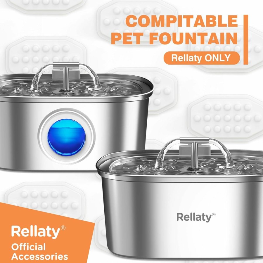 Cat Rellaty | Rellaty Official Cat Water Fountain Filters Replacement & Pre-Filter Sponges For 3.2L/108Oz Automatic Pet Fountain Dog Water Fountain