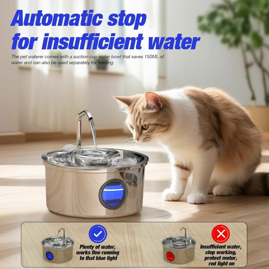 Cat Kittyspout | Kitty Spout Cat Water Fountain,108Oz/3.2L Stainless Steel Cat Fountain And Removable Water Bowl,Pet Fountain With Water Level Window,Quiet Pump,Multi-Filter, Water Tap, Provides Flowing,For Dog Cats