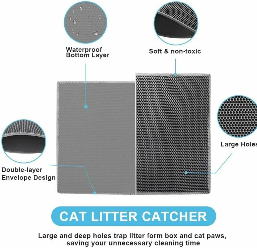 Cat Bulkniu | Bulkniu Cat Litter Mat Litter Trapping Mat, 30\" X 24\" Inch Honeycomb Double Layer Design Waterproof Urine Proof Trapper Mat For Litter Boxes, Large Size Easy Clean Scatter Control