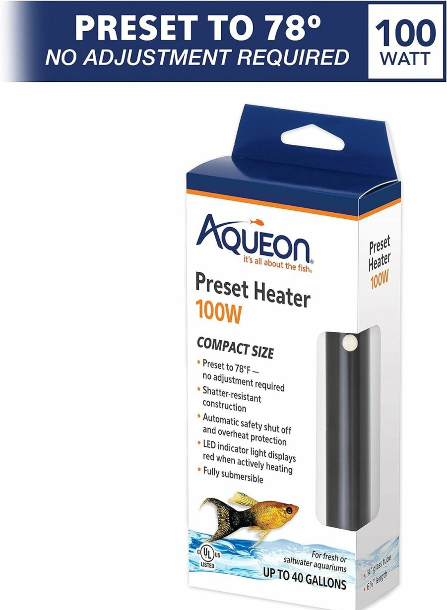 Fish & Aquatic Aqueon | Aqueon Aquarium Fish Tank Preset Heater For Up To 40 Gallons, 100 Watts