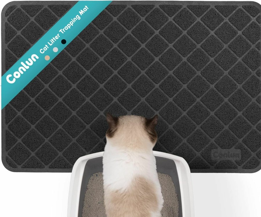 Cat Conlun | Conlun Cat Litter Mat Litter Trapping Mat, 24\" X 17\" Premium Durable Pvc Grid Mesh With Scatter Control, Non-Slip, Less Waste Cat Litter Box Mat, Soft On Kitty'S Paws, Urine Waterproof