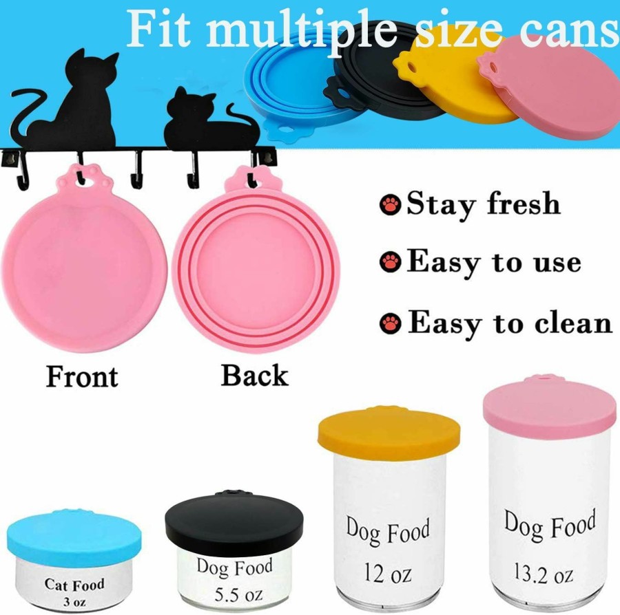 Cat IVIA PET | Ivia Pet Food Can Lids, Universal Bpa Free Silicone Can Lids Covers For Dog And Cat Food, One Can Cap Fit Most Standard Size Canned(4 Pack Multicolor