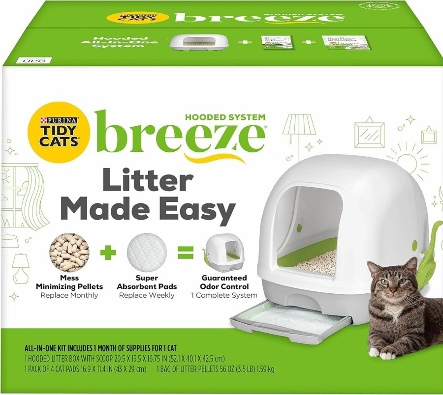 Cat Purina Tidy Cats | Purina Tidy Cats Non Clumping Litter System, Breeze Xl All-In-One Odor Control & Easy Clean Multi Cat Box - 18 Lb. Box