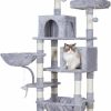 Cat Heybly | Heybly Cat Tree With Toy, Cat Tower Condo For Indoor Cats, Cat House With Padded Plush Perch, Cozy Hammock And Sisal Scratching Posts, Light Gray Hct004Sw