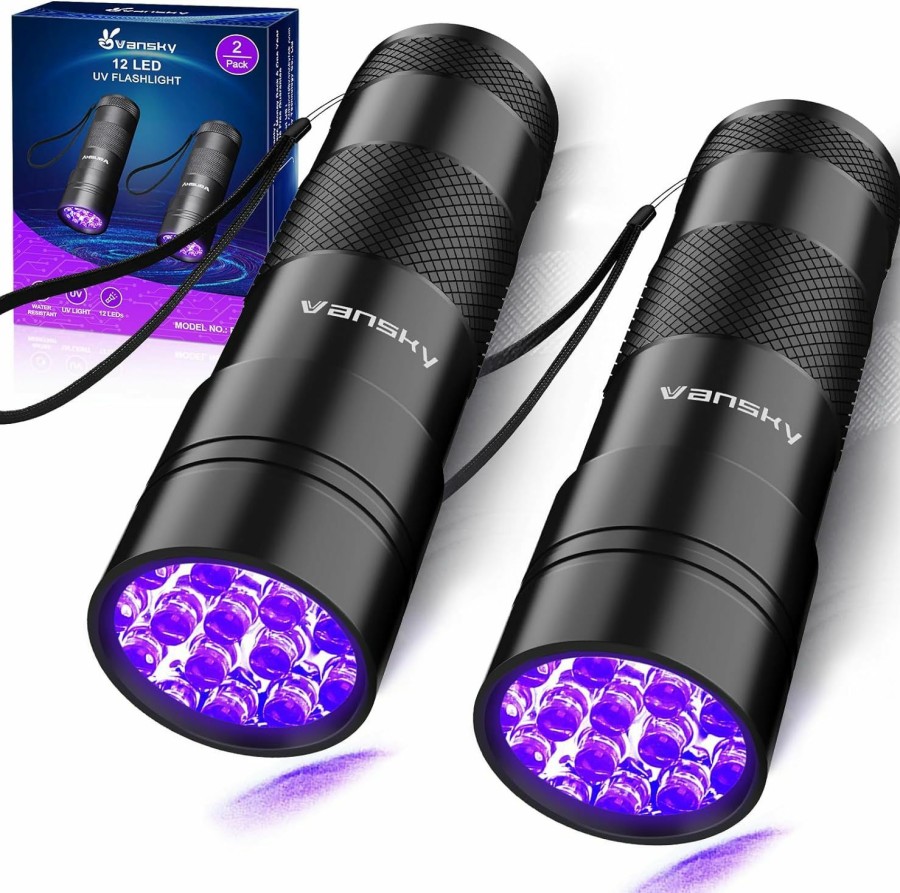 Cat Vansky | Black Light Uv Flashlight,Vansky Blacklight 12 Led Urine Detector For Dog/Cat/Pet Urine & Dry Stains And Bed Bug On Carpets/Rugs/Floor,Matching With Pet Odor Eliminator