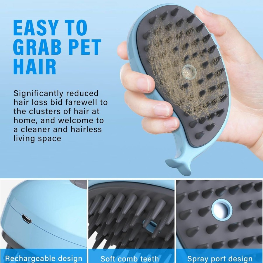 Cat FILBA | Steamy Cat Brush, Cat Steam Brush For Shedding, Pet Tangled&Matted Hair Removal, Cat Cleaning Brush Comb With Steam, Steaming Cat Brush Massager, Pet Steam Brush For Dog And Cat