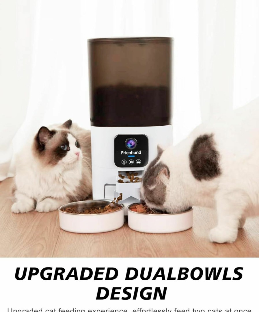 Cat Frienhund | Frienhund Automatic Cat Feeder With Camera, 6L Camera Cat Feeder Automatic, Night Vision, Motion Detection, 1080P Camera Dog Food Dispenser Dog Feeder Automatic Pet Feeder