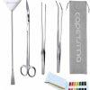 Fish & Aquatic capetsma | Capetsma Aquascape Long Stainless Steel Plant Tools Set - Aquarium Tweezers, Scissors, Spatula, Algae Scrapers - Fish Tank Cleaning Kit