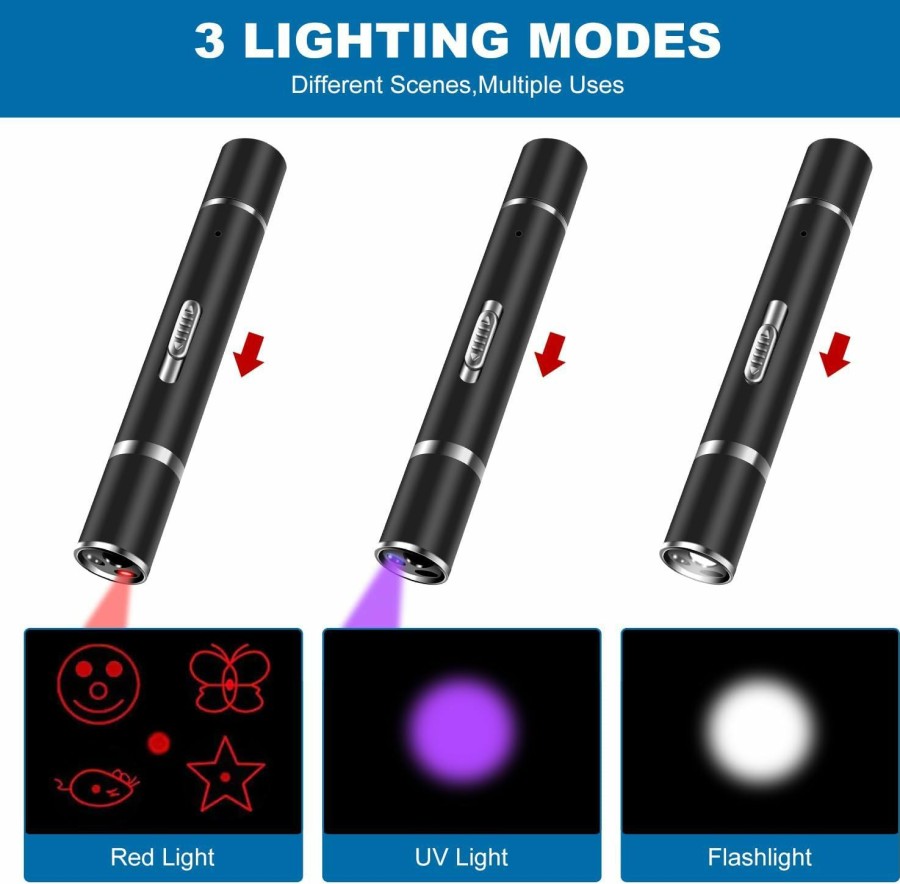 Cat Cowjag | Cowjag Laser Pointer, Cat Laser Toy, Long Range 7 Modes Lazer Projection Playpen For Indoor, Dog And Kitten Outdoor Pet Chaser Tease Stick Training Exercise, Usb Recharge