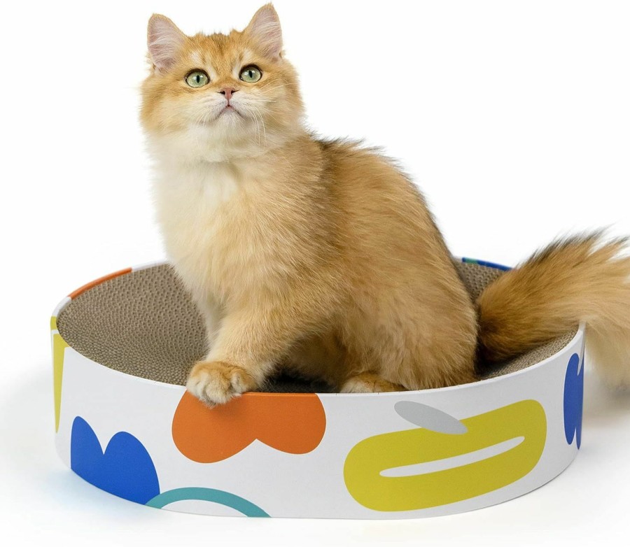 Cat Conlun | Conlun Cat Scratcher Cardboard,2 In 1 Oval Cat Scratch Pad Bowl Nest For Indoor Cats Grinding Claw,Round Cat Scratching Board Corrugated Lounge Cat Beds&Furniture Protector For Couch & Carpets & Sofas