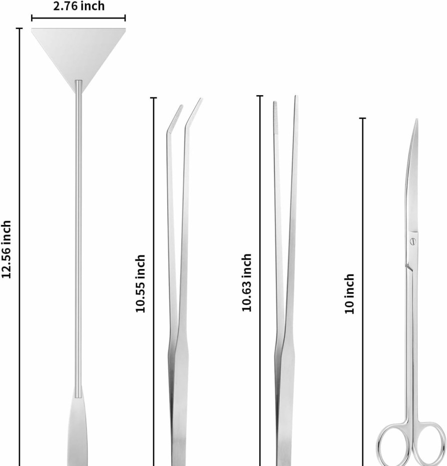 Fish & Aquatic Ohtomber | Ohtomber Aquascape Tools Aquarium Kit - 4Pcs Terrarium Supplies Include Long Tweezers For Terrarium, Feeding Tongs, Aquarium Scissors, Aquarium Algae Scraper For Fish Tank Cleaning Plant Trimming