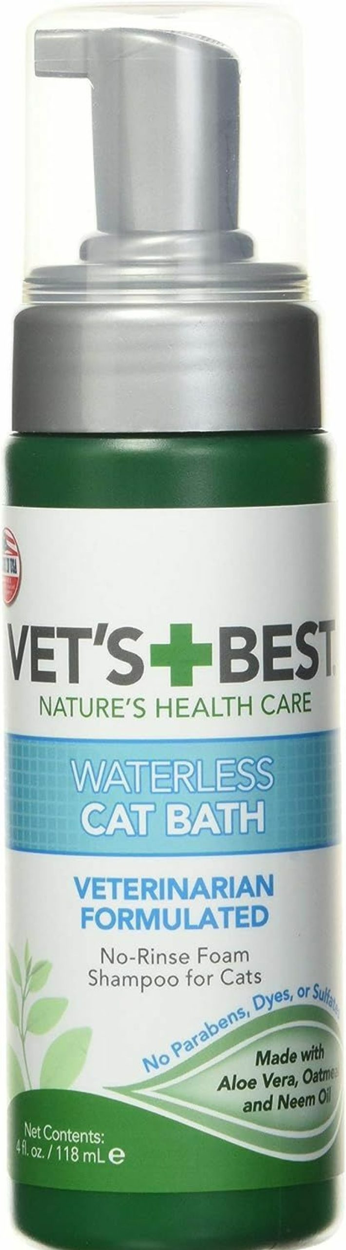 Cat Vet's Best | Vet'S Best Waterless Cat Bath | No Rinse Waterless Dry Shampoo For Cats | Veterinarian Formulated | 4 Ounces,Green