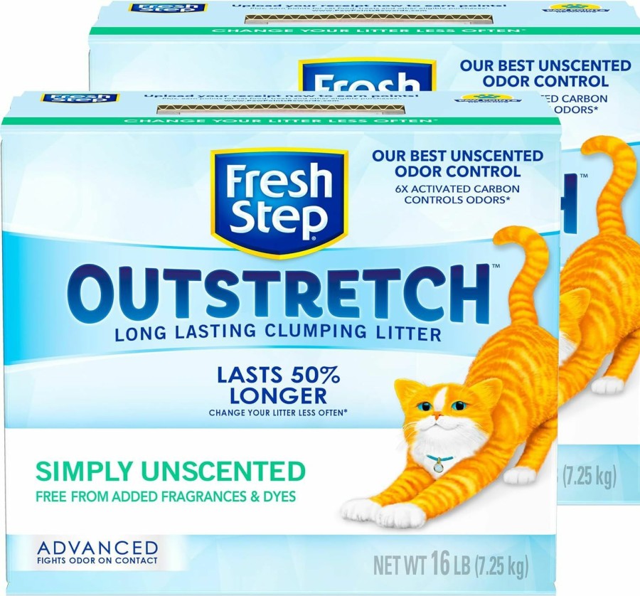 Cat Fresh Step | Fresh Step Outstretch, Clumping Cat Litter, Advanced, Extra Large, 32 Pounds Total (2 Pack Of 16Lb Boxes)