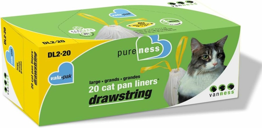 Cat Van Ness | Van Ness Pets Drawstring Cat Litter Box Liners, Unscented, Large Size, 36" X 18", 20 Count