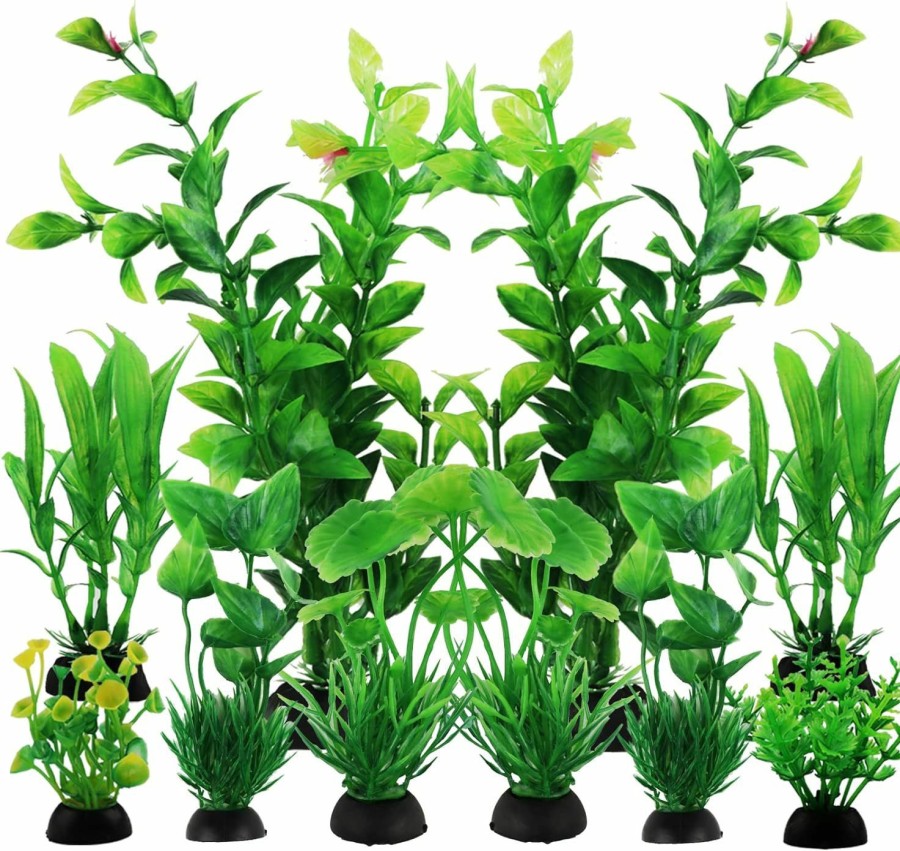 Fish & Aquatic PietyPet | Pietypet Fish Tank Accessories Green Plants, 10Pcs Green Fish Tank Decorations, Aquarium Decor Plastic Plants