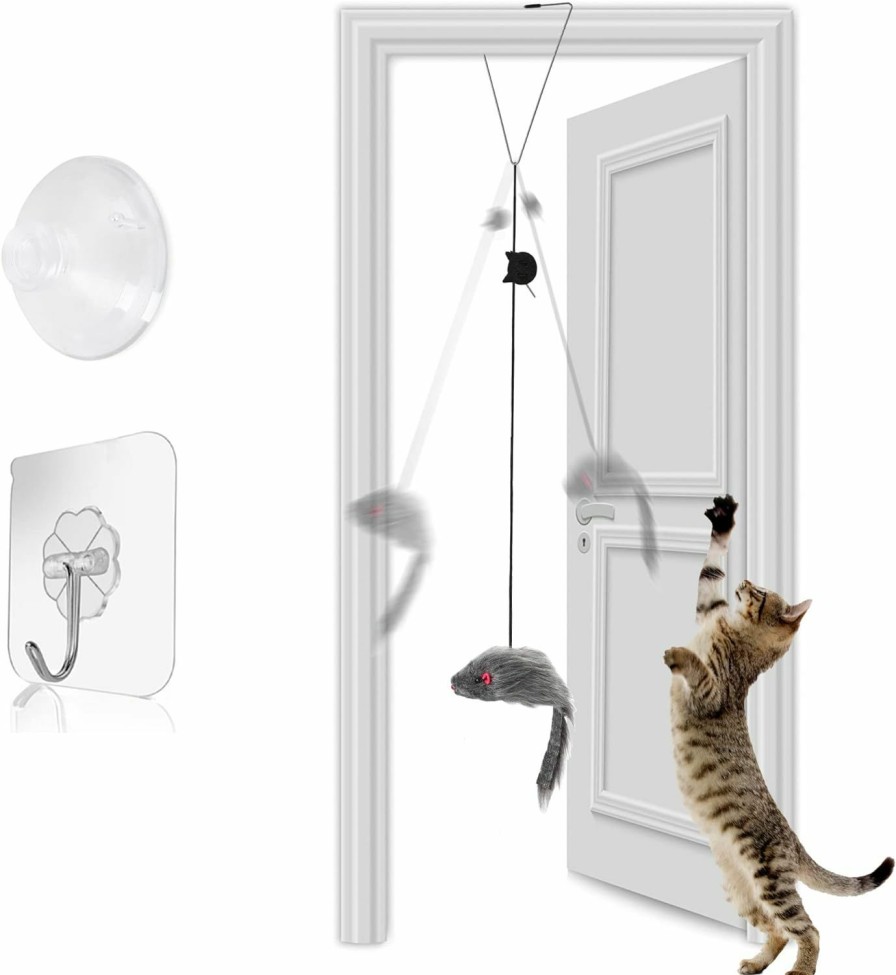 Cat FYNIGO | Fynigo Self-Play 3 Ways Hanging Door Cat Mouse Toys For Indoor Cats Kitten,Interactive Cat Mice Toys For Hunting Exercising Eliminating Boredom, For Small Breeds