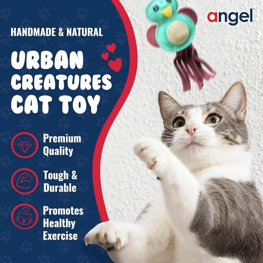 Cat Angel Pet Supplies | Angel Pet Supplies Urban Creature Cat Toys | Catnip Infused | Durable & Natural | Pack Of 2 | Indoor Cat | Strong & Soft | Interactive & Stimulates Mentally