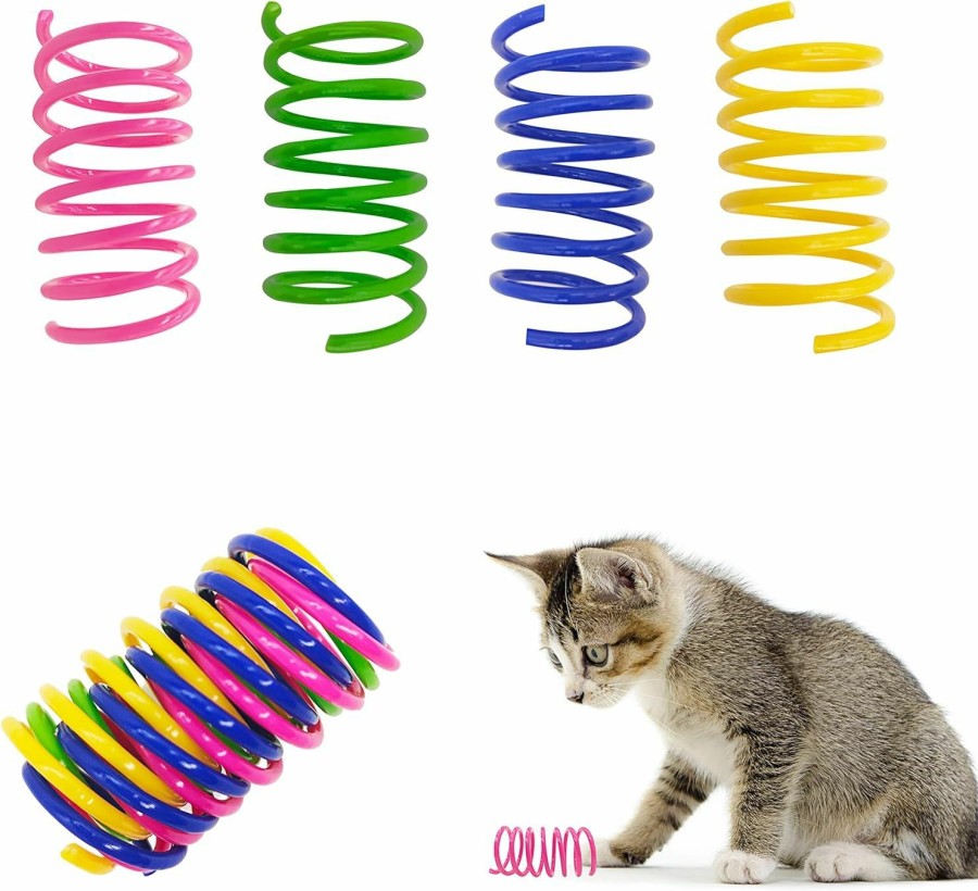 Cat YULOYI | Yuloyi Cat Spring Toys 30 Packs, Plastic Colorful Springs Cat Toys For Cat Kitten Pets, Interactive Cat Toys For Indoor Cats And Kitten