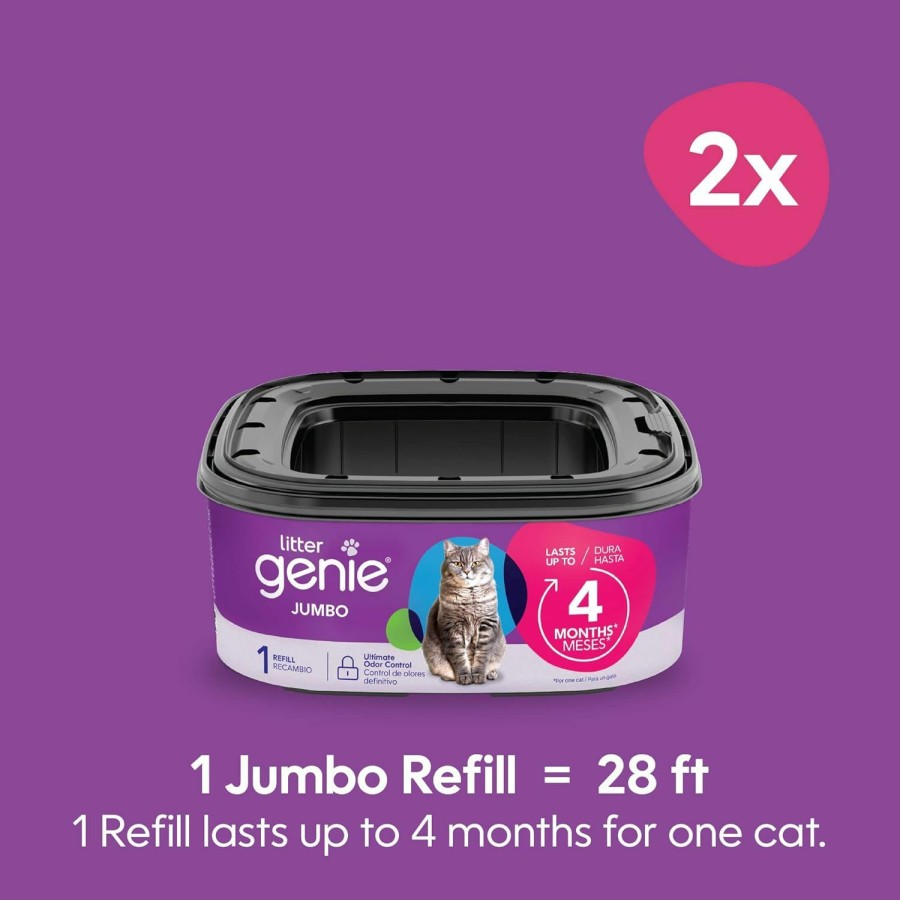 Cat Litter Genie | Litter Genie Refill Bags | Jumbo 2-Pack | Up To 8 Months Of Supply In 2 Cartridges | Ultimate Odor Control Cat Litter Bags