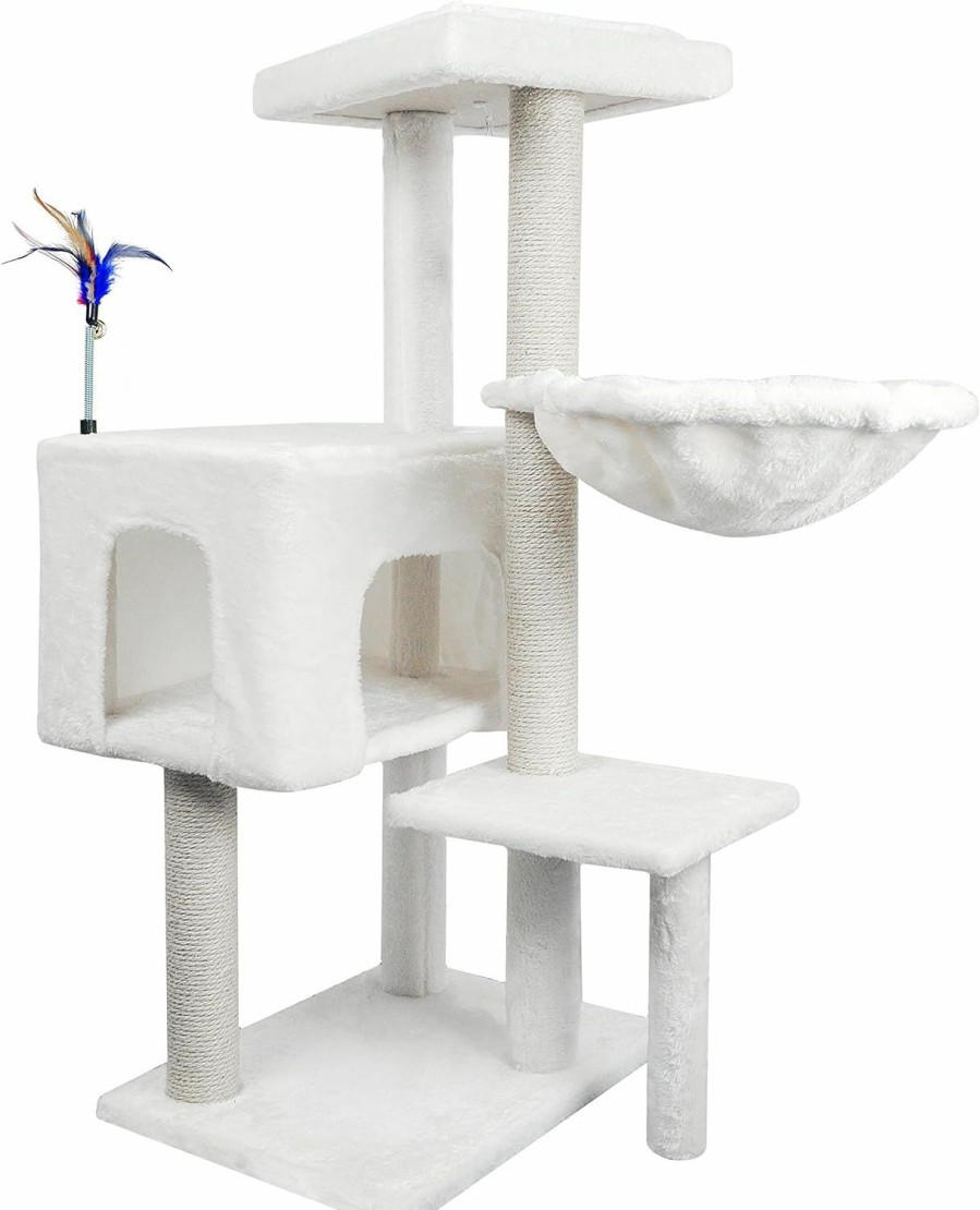 Cat AIWIKIDE | Aiwikide 002G Cat Tree Has Scratching Toy With A Ball Activity Centre Cat Tower Furniture Jute-Covered Scratching Posts Grey …