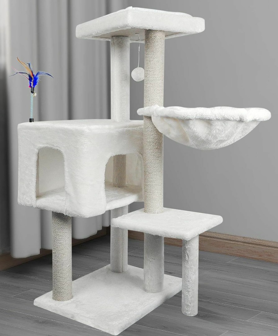 Cat AIWIKIDE | Aiwikide 002G Cat Tree Has Scratching Toy With A Ball Activity Centre Cat Tower Furniture Jute-Covered Scratching Posts Grey …