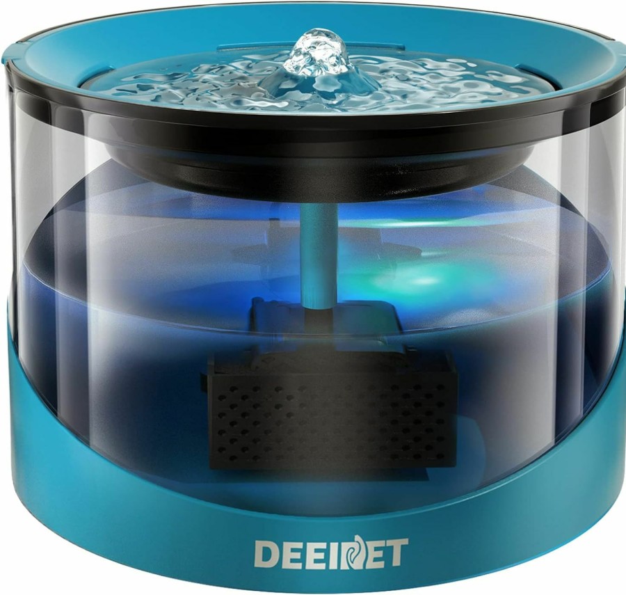 Cat DEEIPET | Deeipet Cat Water Fountain, 2.2L/74Oz Ultra Quiet Cat Fountain Water Bowl With Filter, Automatic Pet Water Fountain With An Adapter And Colorful Led Indicator, For Cats, Dogs, And Small Pets