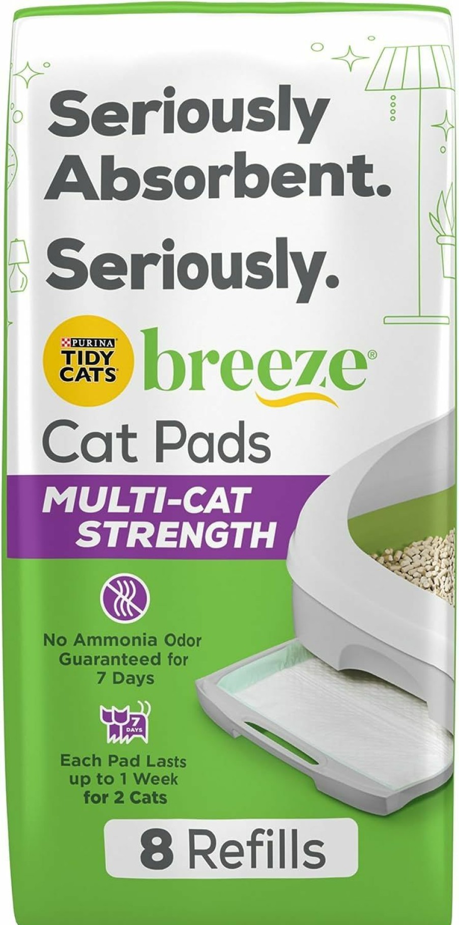 Cat Tidy Cats | Purina Tidy Cats Cat Litter Breeze Pads Refill Pack Multi Cat Litter Pads - 8 Ct. Bags