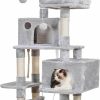 Cat Hey-brother | Hey-Brother Large Multi-Level Cat Tree Condo Furniture With Sisal-Covered Scratching Posts, 2 Bigger Plush Condos, Perch Hammock For Kittens, Cats And Pets Light Gray Mpj020W