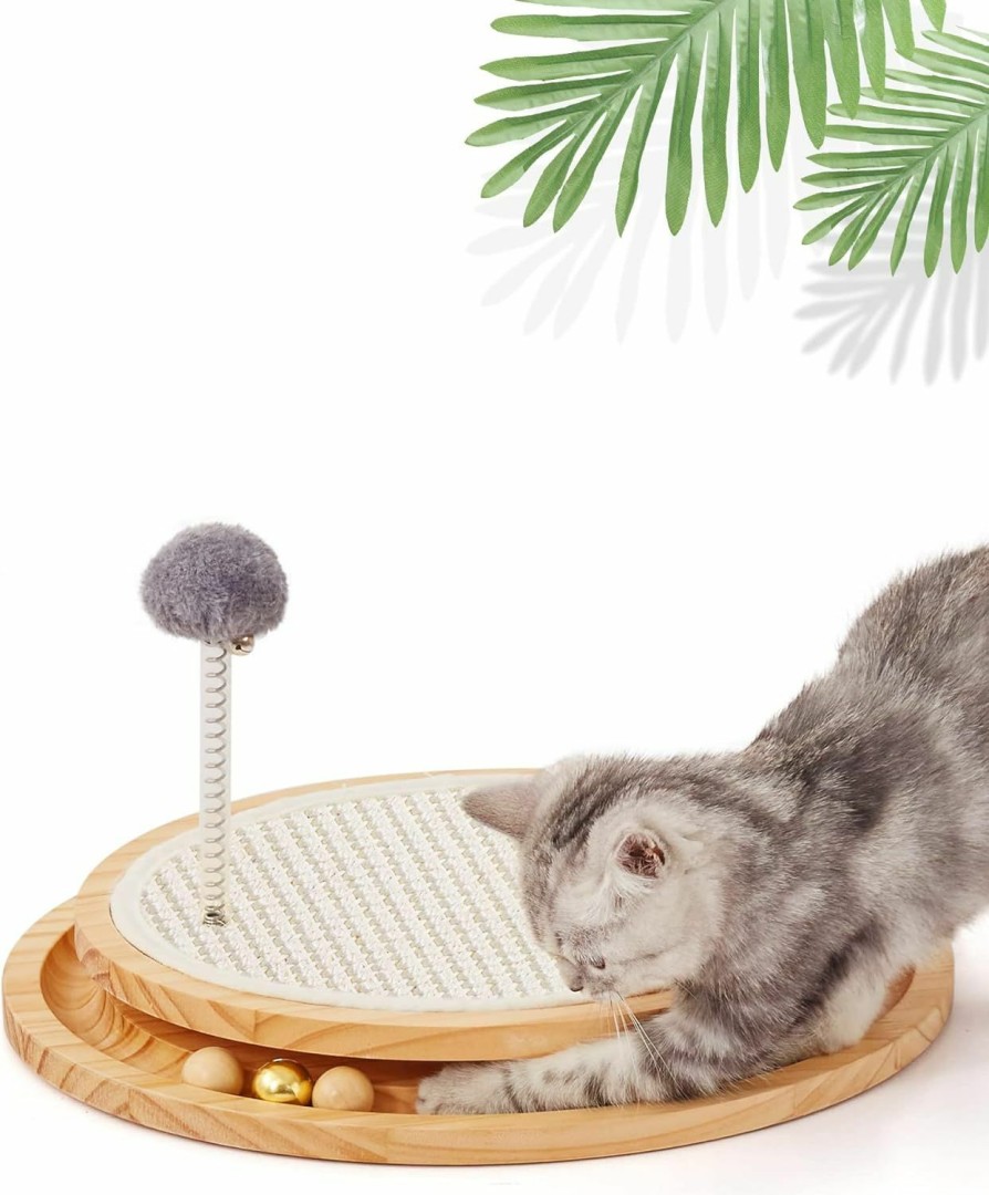 Cat LMUGOOS | Lmugoos Cat Scratcher,Cat Natural Sisal Scratching Pad,Kitten Interactive Toy With Ball Track Spring Ball For Chasing Hunting Mental Physical Exercise Puzzle…