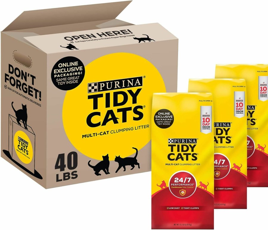 Cat Tidy Cats | Purina Tidy Cats Clumping Cat Litter, 24/7 Performance Multi Cat Litter - 38 Lb. Box