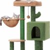 Cat MeowSir | Meowsir Cactus Cat Tree 34 Inches Cute Cat Tower With Padded Top Perch, Comfy Hammock, Private Condo, Fully Scratching Post And Dangling Bell Ball For Indoor Cats- Khaki