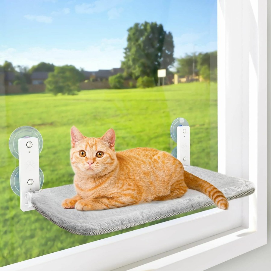 Cat AMOSIJOY | Amosijoy Cordless Cat Window Perch, Cat Hammock For Window With 4 Strong Suction Cups, Solid Metal Frame And Soft Cover, Cat Beds For Indoor Cats