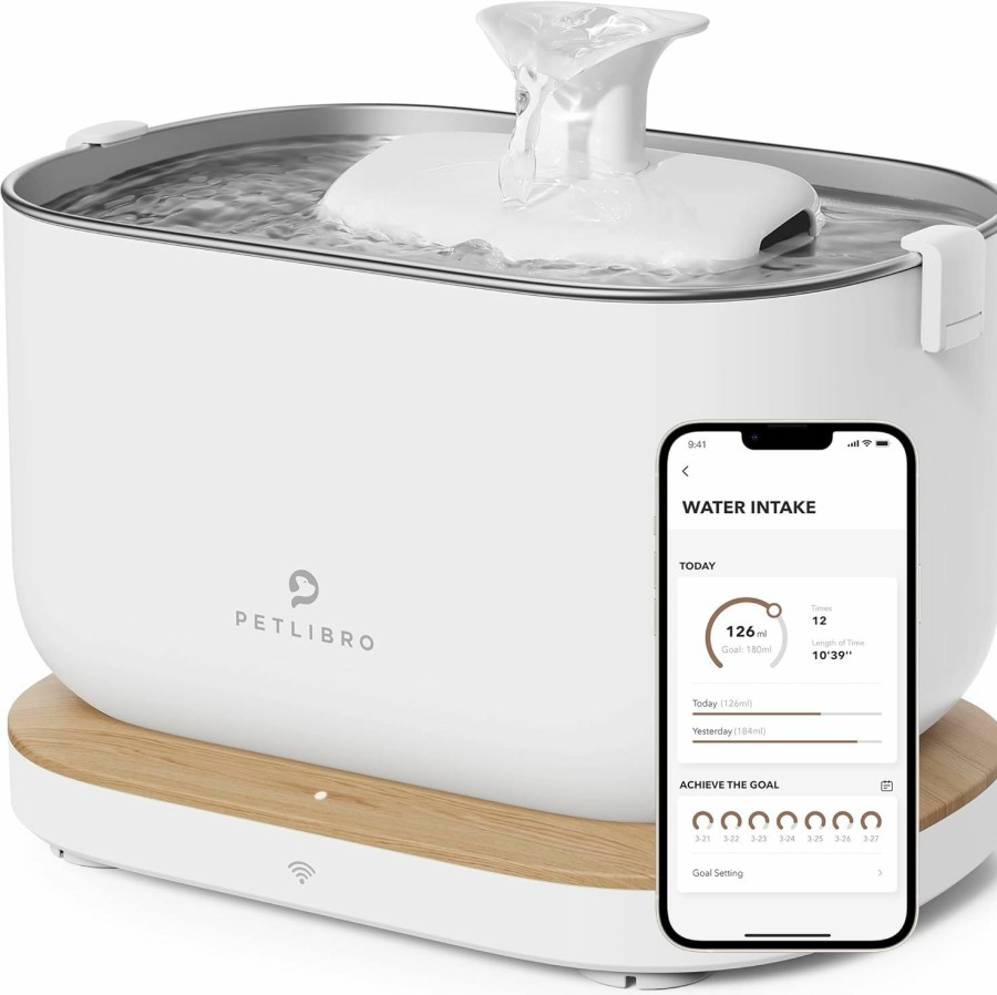 Cat PETLIBRO | Petlibro App Monitoring Cat Water Fountain With Wireless Pump, 2.5L/84Oz Dockstream Pet Water Fountain For Cats Inside, Automatic Cat Water Dispenser With 2.4Ghz Wi-Fi, Smart Fountain, App Control