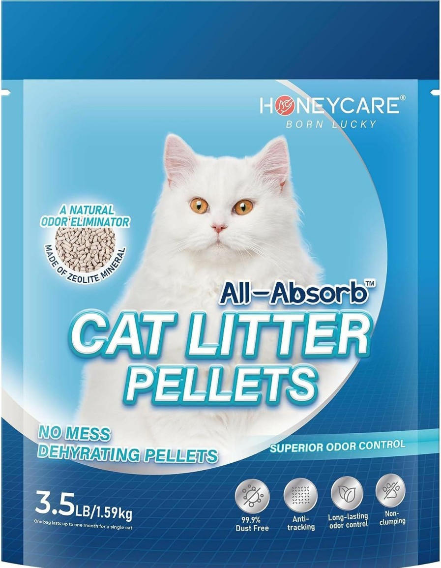 Cat All-Absorb | Honeycare All-Absorb Cat Litter Pellets, Zeolite, Long-Lasting Odor Control Non-Climping Litter, 14 Lbs Pack