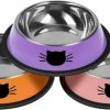 Cat Serentive | Serentive 2Pcs Cat Bowls Non-Slip Stainless Steel Small Cat Food Bowls Unbreakable Thicken Cat Feeder 7 Oz Cat Dishes Suitable For Indoor Small Pets Removable Rubber Base Easily Clean Lovely Color