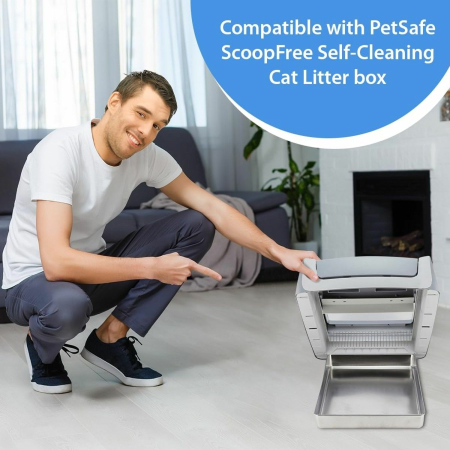 Cat COSPARX | Stainless Steel Reusable Litter Tray Compatible With Pet-Safe Scoop-Free Self-Cleaning Cat Litterbox - Never Absorbs Odor, Stains, Or Rusts (Stainless Steel Litter Tray)