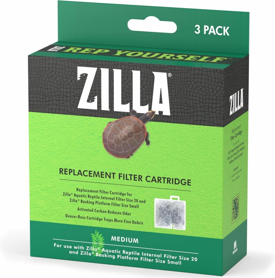 Fish & Aquatic Zilla | Zilla Reptile Pet Terrarium Water Filter Replacement Cartridge, Large, 3 Count (Pack Of 1) (Packaging May Vary)