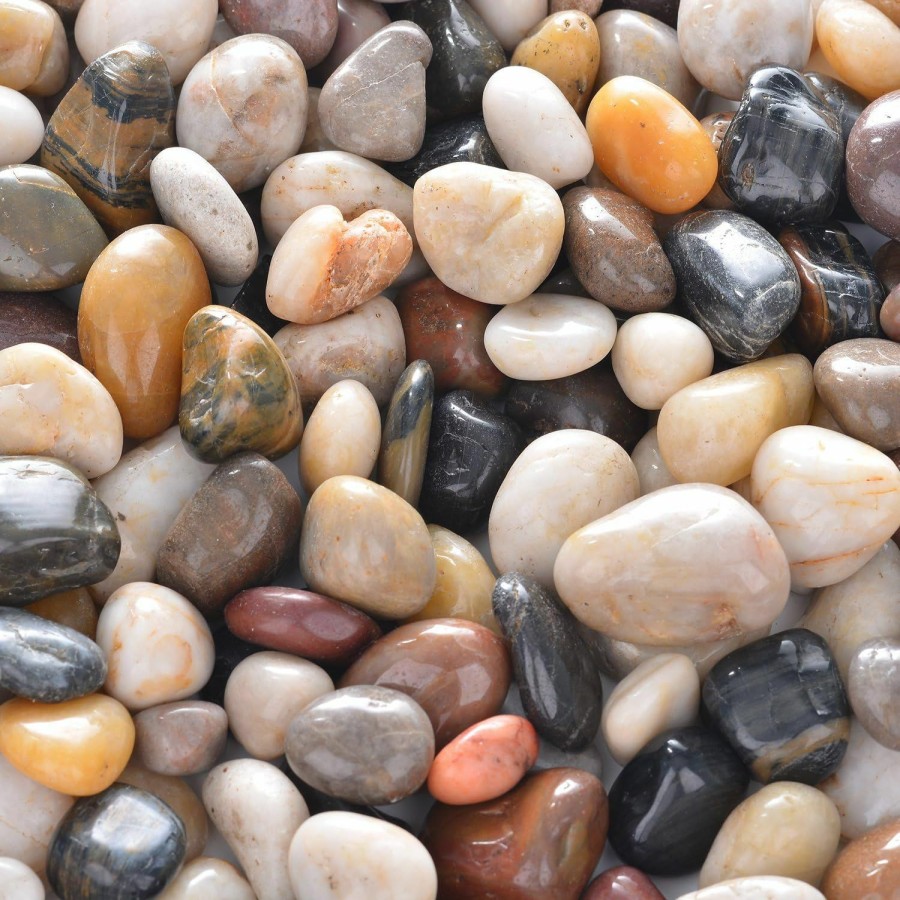 Fish & Aquatic OUPENG | Oupeng Pebbles Polished Gravel, Natural Polished Mixed Color Stones, Small Decorative River Rock Stones 2 Pounds (32-Oz)