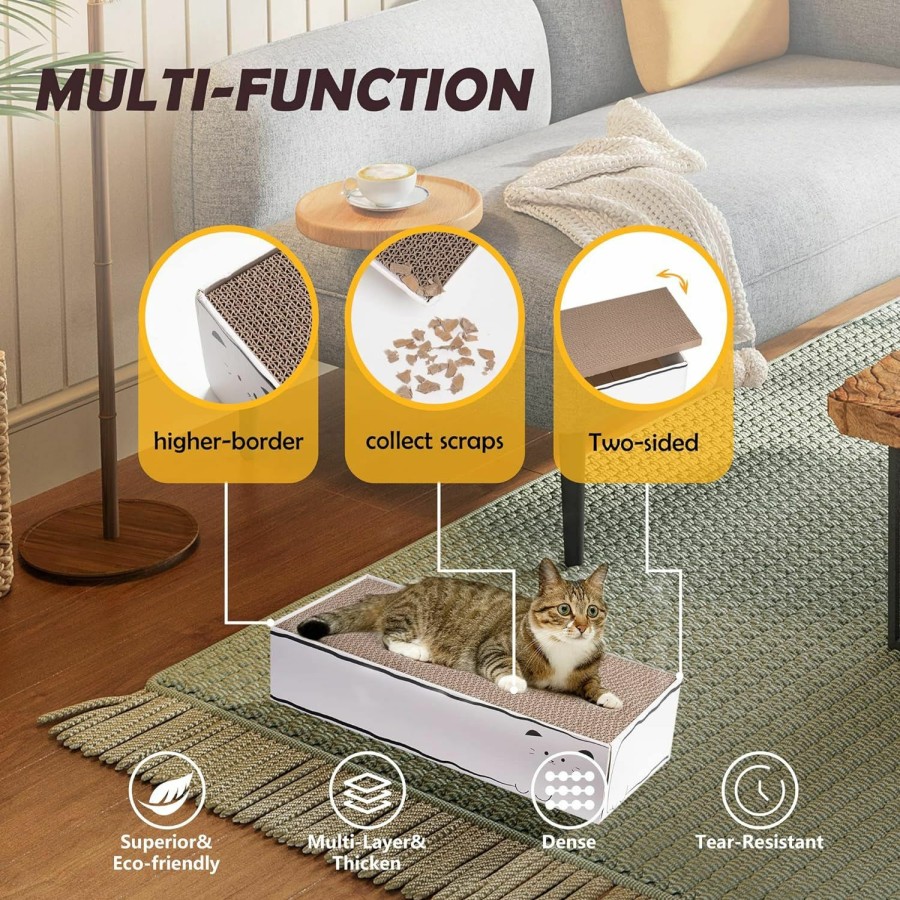 Cat SMARTBEAN | Scratcher Board Toy Scratching Post:Smartbean Cardboard Cat Scratcher, Vertical Cat Scratching Board, 23.6 Inch L-Shape Cat Scratch Pads With Built-In Catnip Toy Balls, Cat Scratchers For Indoor Cats