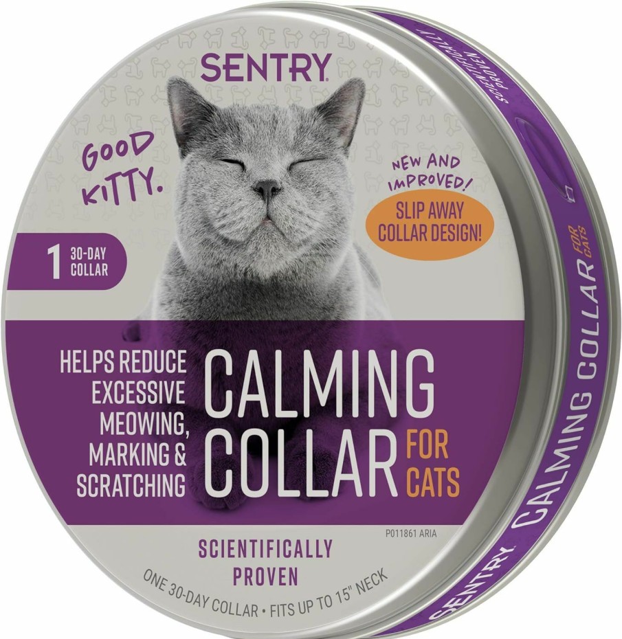 Cat Sentry | Sentry Pet Care Sentry Calming Collar For Cats, Long-Lasting Pheromone Collar Helps Calm Cats For 30 Days, Reduces Stress, Helps Calm Cats From Anxiety, Loud Noises, And Separation, 1 Count