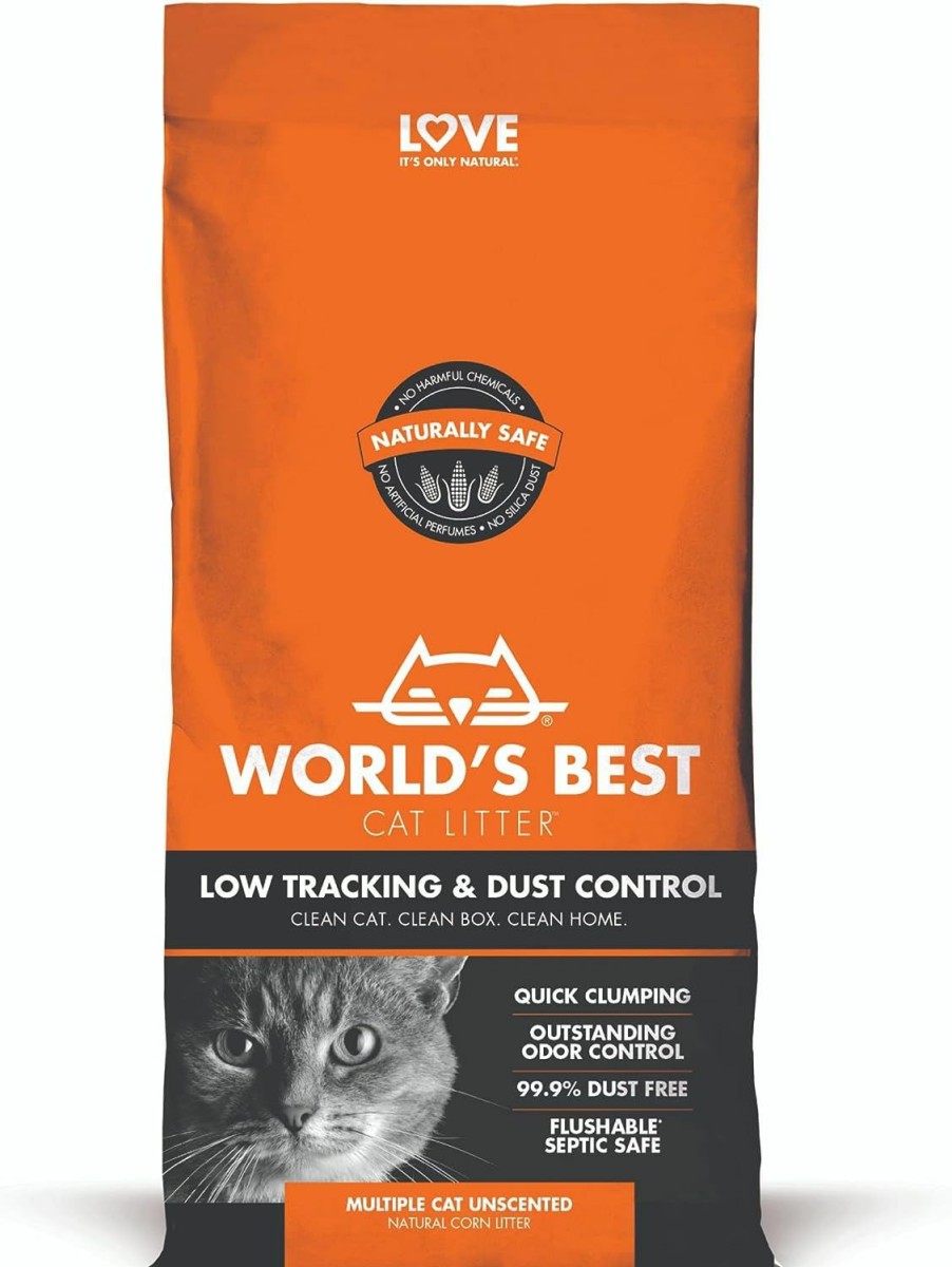 Cat World's Best Cat Litter | World'S Best Cat Litter Low Tracking & Dust Control Multiple Cat Unscented 32-Pounds - Natural Ingredients, Quick Clumping, Flushable & Made In Usa - Long-Lasting Odor Control & Easy Scooping