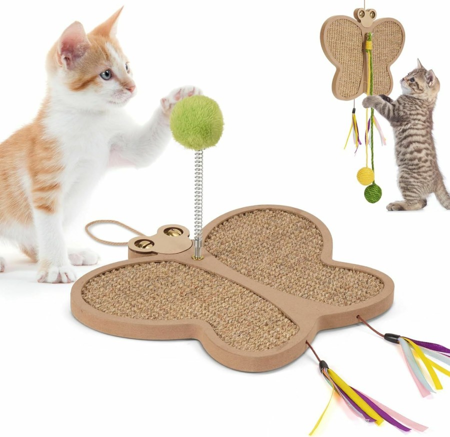 Cat Sancagy | Cat Scratcher, 3Rd Generation Cat Scratching Board, 3 In1 Cat Toys For Indoor Cats, Kitten Interactive Cat Toy With Springs & Ball, Mental And Physical Exercis Natural Sisal Scratching Pad