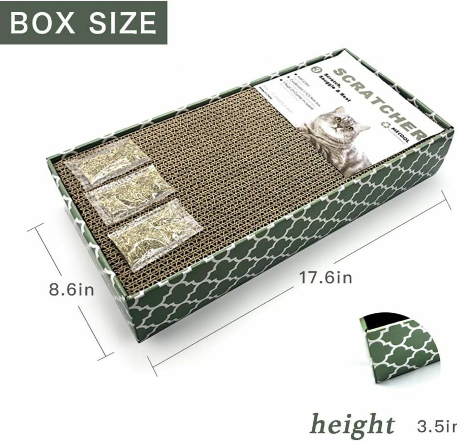 Cat MECOOL | Mecool Cat Scratcher Cardboard Scratching Pads Scratch Lounge Bed With Catnip 3Pcs Reversible Corrugated Cardboard With Scratch Box