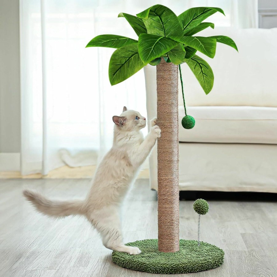 Cat Dohump | Dohump Cat Scratching Post, 31\" Tall Scratch Tree With Premium Sisal Rope, Two Interactive Dangling Balls And Spring Ball Toys For Indoor Kittens And Cats