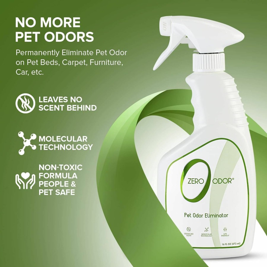 Cat Zero Odor | Zero Odor - Pet Eliminator Permanently Eliminate Air & Surface Odors Patented Molecular Technology Best For Carpet, Furniture, Beds Smell Great Again (Over 400 Sprays Per Bottle)