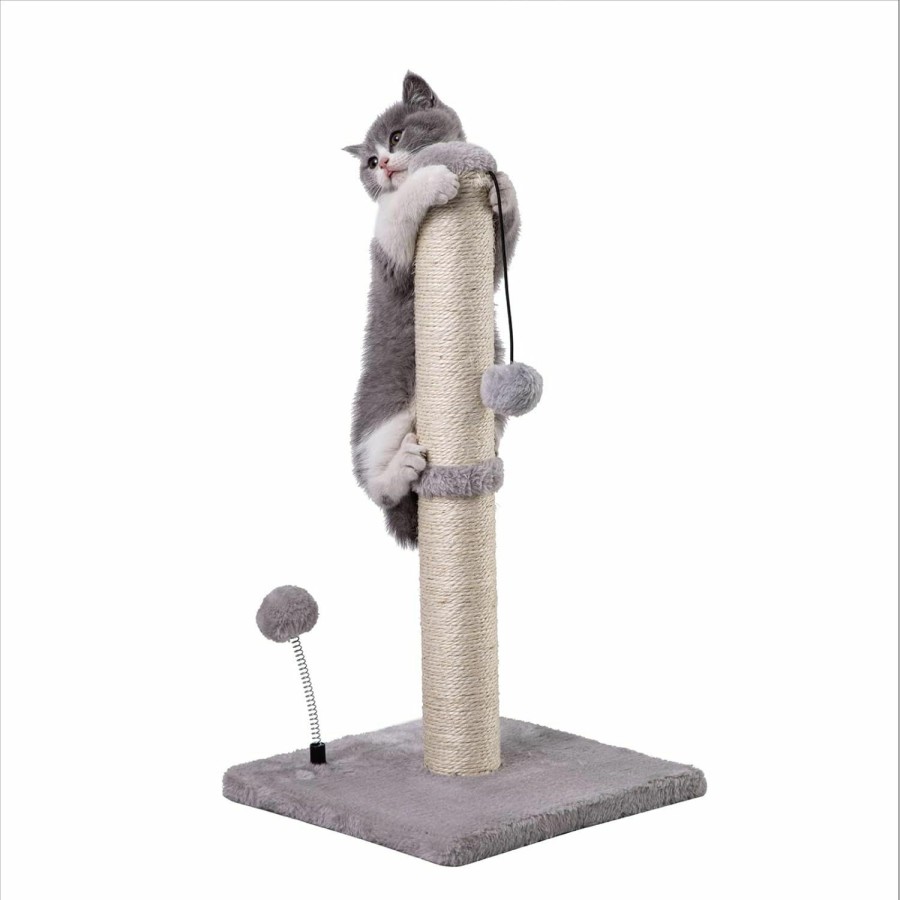 Cat MECOOL | Mecool 34" Tall Cat Scratching Post Premium Basics Kitten Scratcher Sisal Scratch Posts Trees With Hanging Ball For Indoor Cats (34 Inches For Adult Cats, Gray)