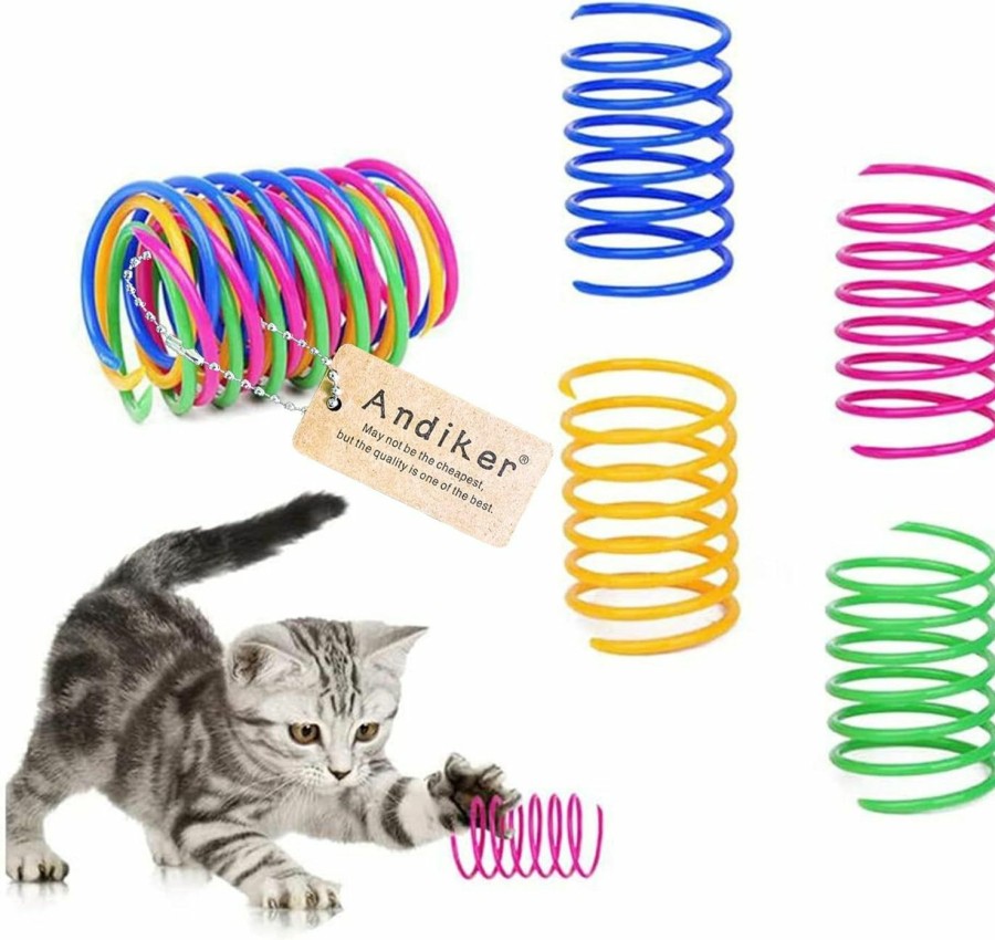 Cat Andiker | Andiker Cat Spiral Spring, 12 Pc Creative Toy To Kill Time And Keep Fit Interactive Durable Heavy Plastic Colorful Toy For Swatting, Biting, Hunting Kitten Toys