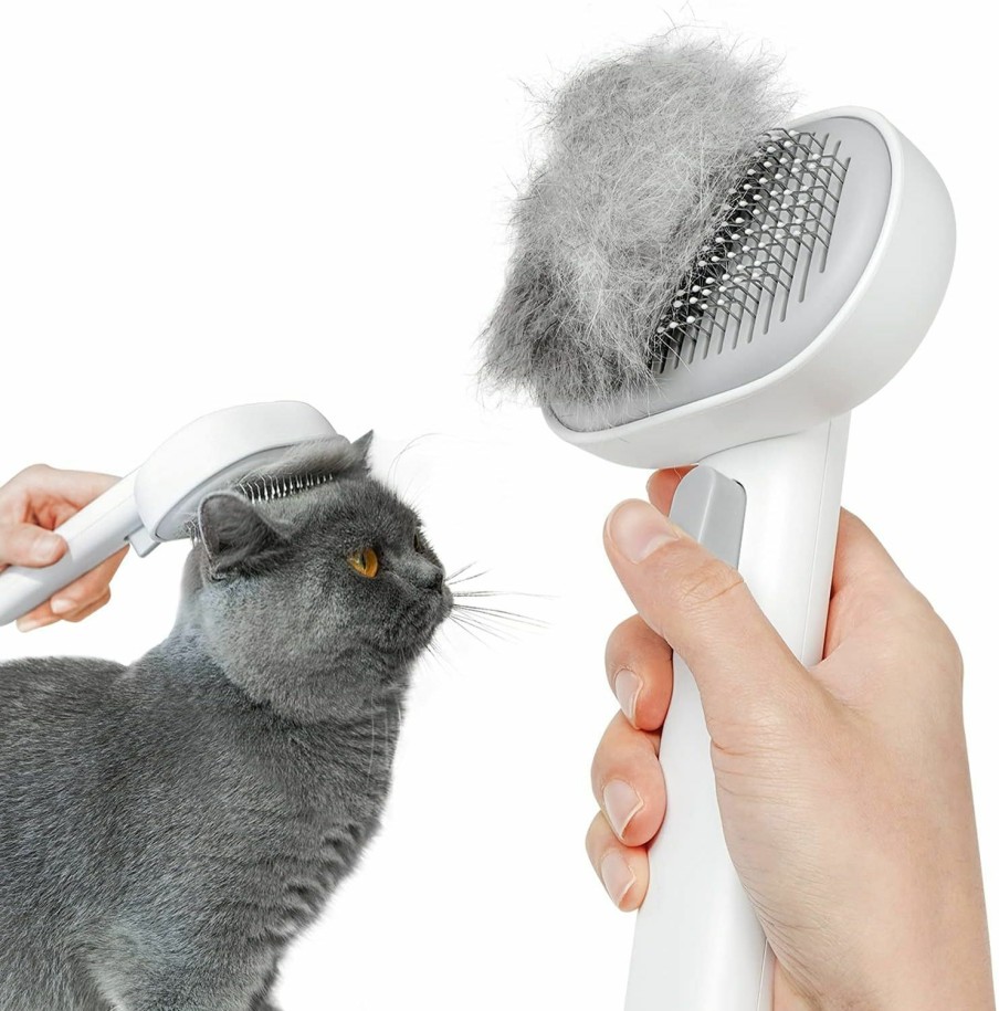 Cat Aumuca | Aumuca Cat Brush With Release Button, Cat Brushes For Indoor Cats Shedding, Cat Brush For Long Or Short Haired Cats, Cat Grooming Brush Cat Comb For Kitten Rabbit Massage Removes Loose Fur